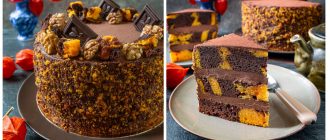 Мармуровий гарбузово-шоколадний торт