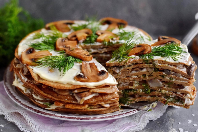 pechenochnyj tort s gribami i syrom adfe7f1